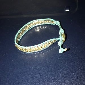 Gold and Teal Stackable Bracelet